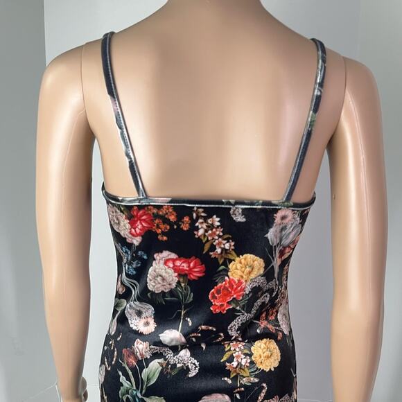 Don't Ask Why X American Eagle Floral Print 90s Style Velvet Bodycon Dress - Picture 8 of 12